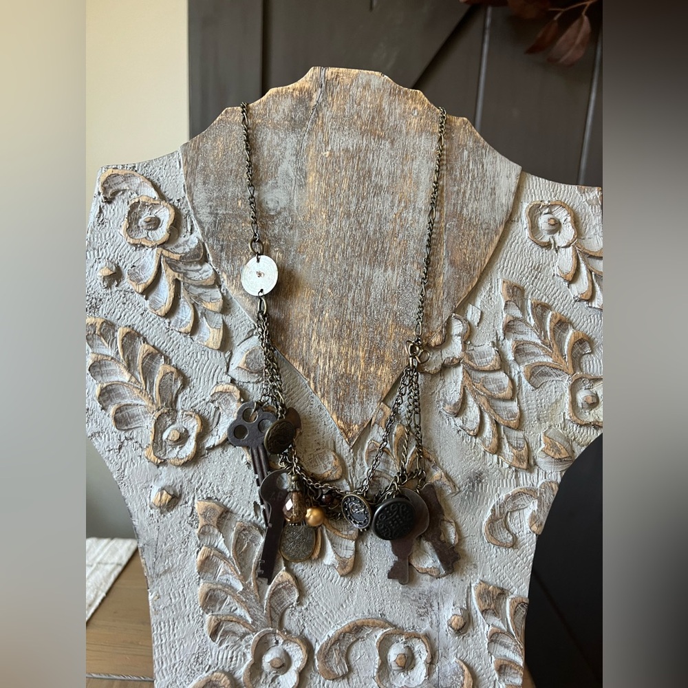 Handcrafted vintage charm key necklace
